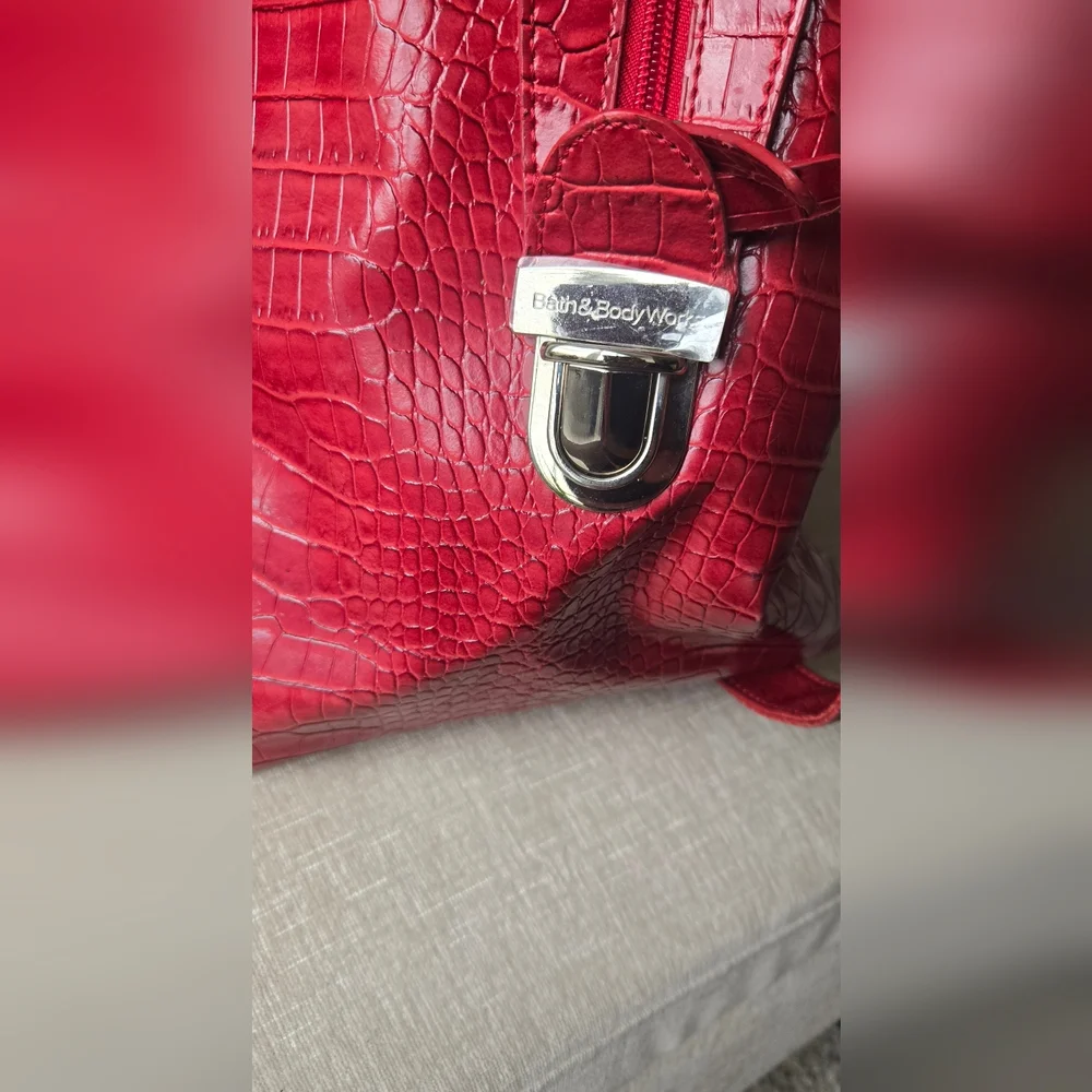 Bath & Body Works Red Crocodile-Embossed Men's Bag